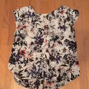 Rebecca Taylor silk short sleeve floral blouse